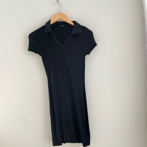 Black collared maxi dress